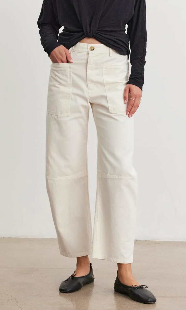 Brylie sanded twill utility pant ivory