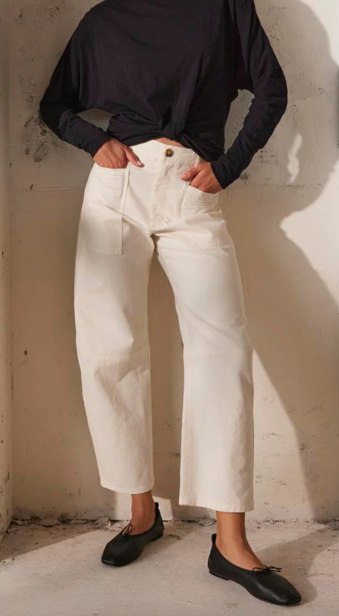Brylie sanded twill utility pant ivory