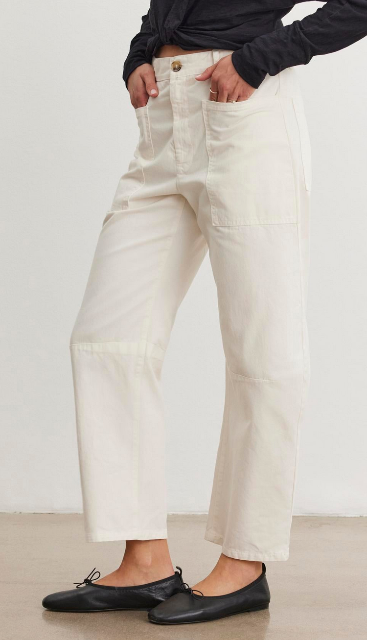 Brylie sanded twill utility pant ivory
