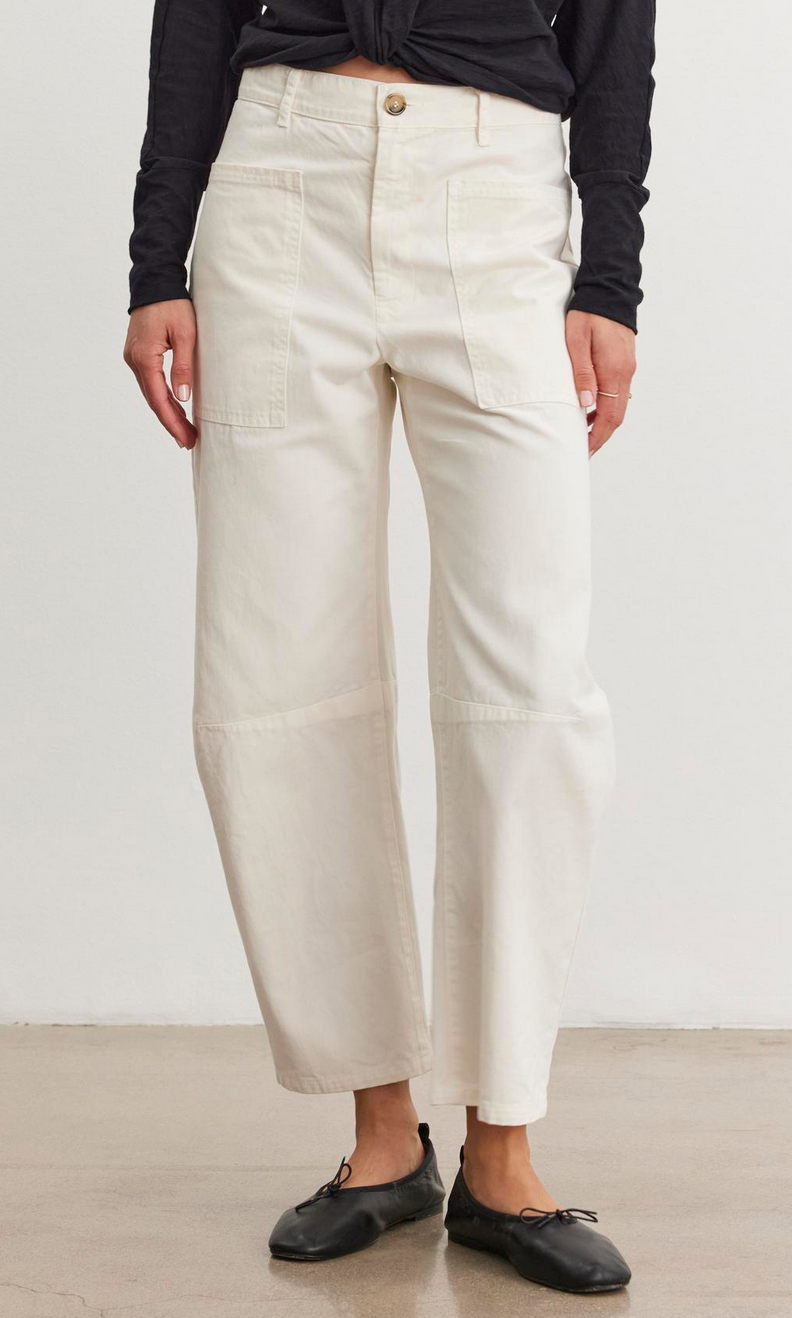 Brylie sanded twill utility pant ivory