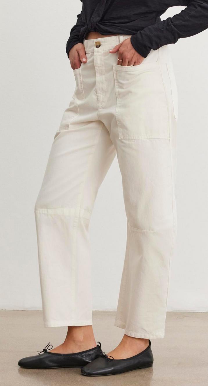Brylie sanded twill utility pant ivory