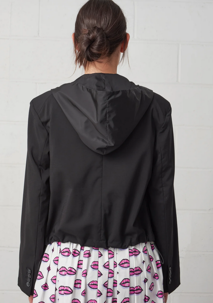 the cropped hooded blazer black