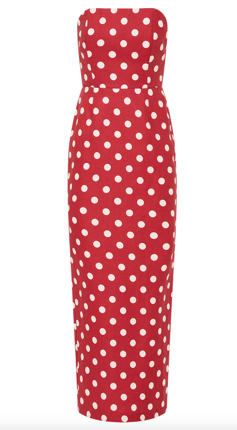 romeo strapless dress polka dot
