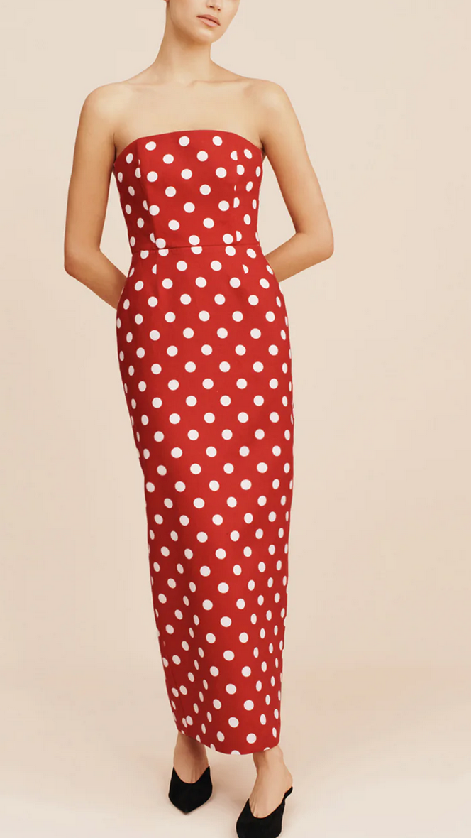romeo strapless dress polka dot