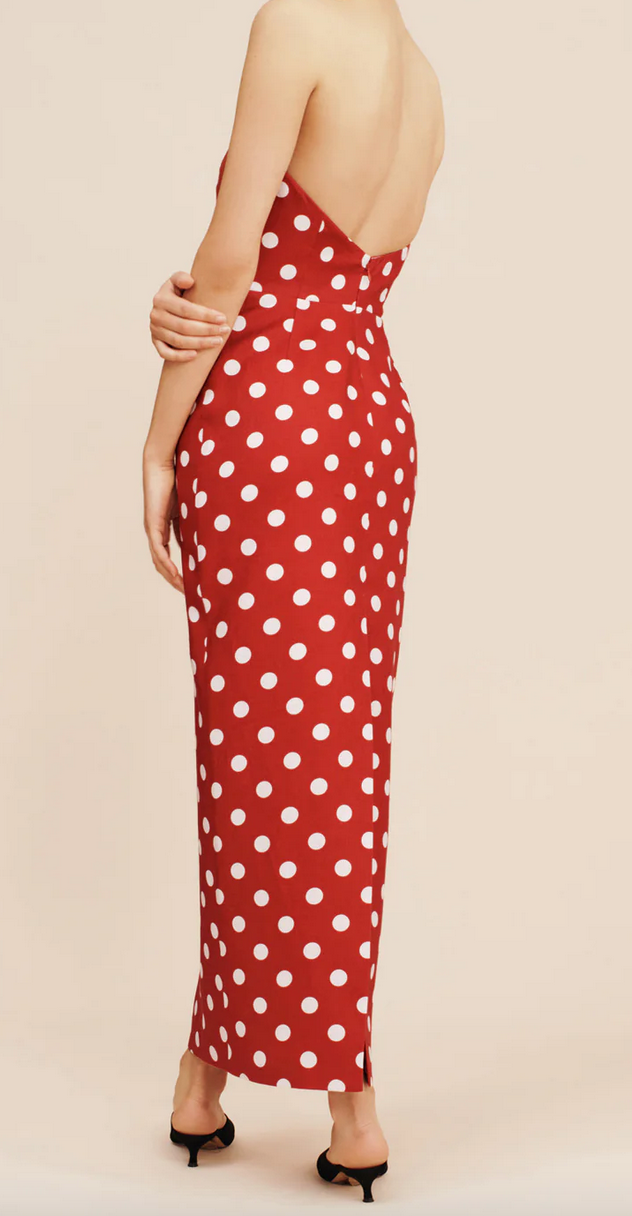 romeo strapless dress polka dot