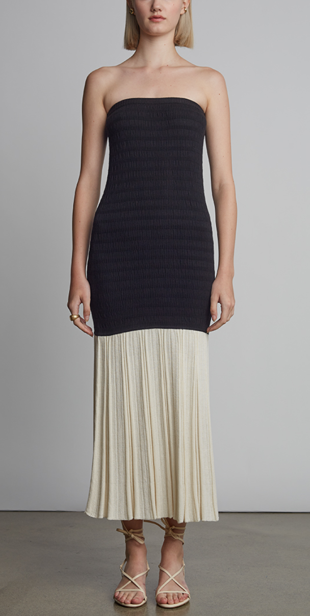 Leila dress ivory black comno