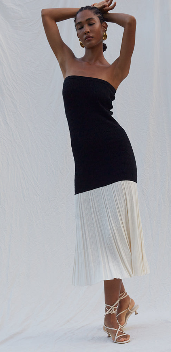 Leila dress ivory black comno