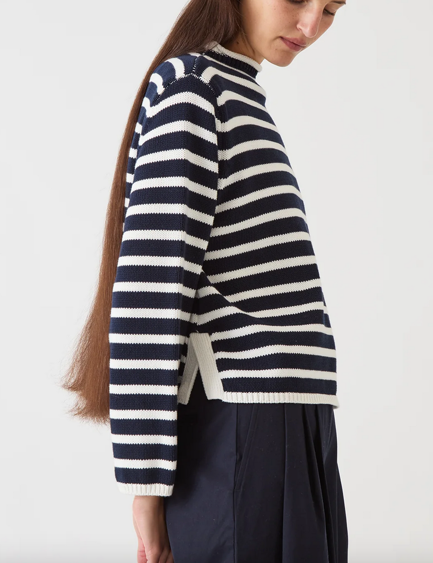 Dylan stripe cotton sweater off white navy