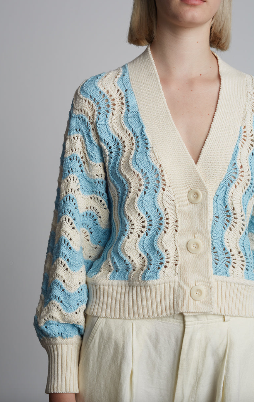 Luna cardi ivory + robin egg blue