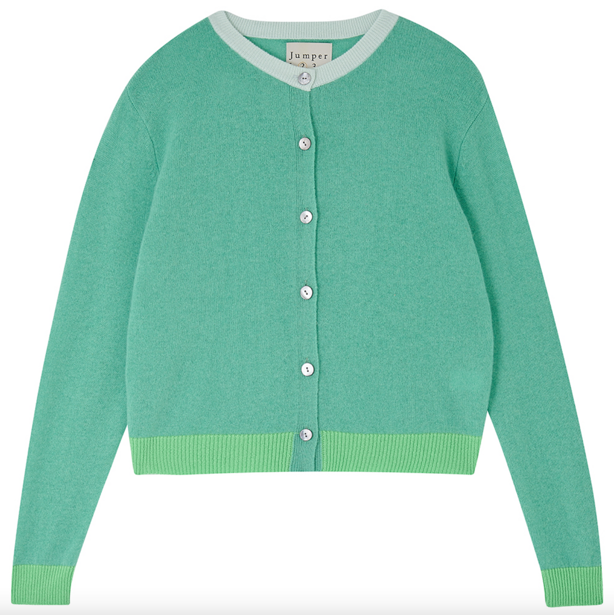 Contrast rib cardigan in mint