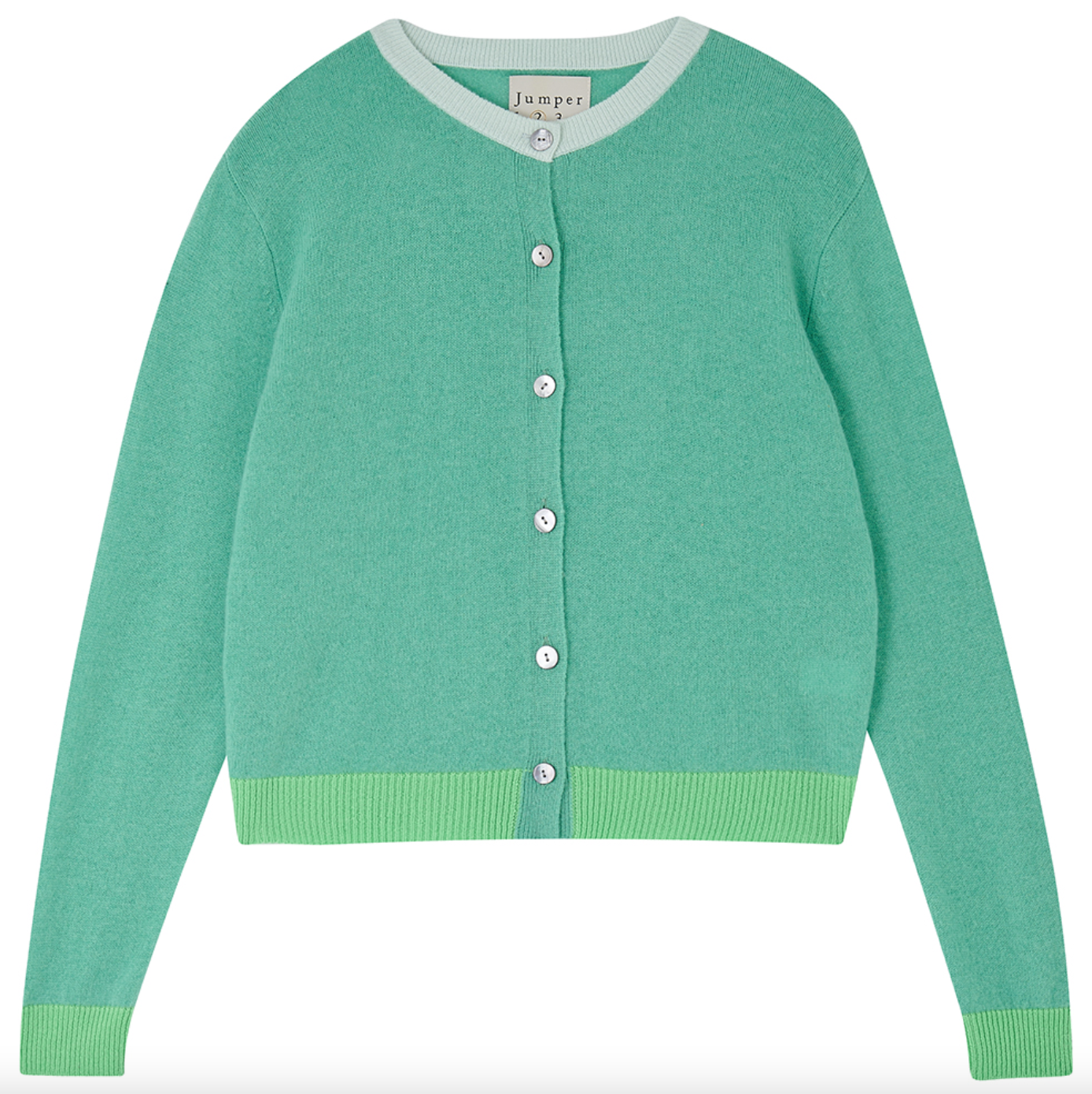 Contrast rib cardigan in mint