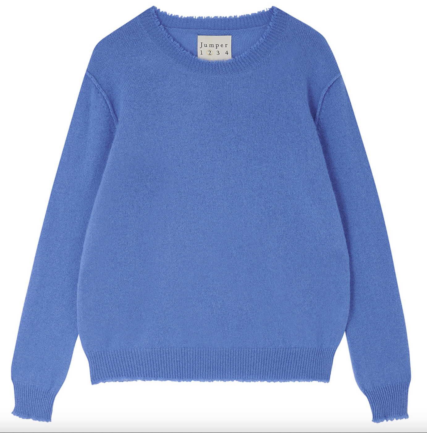 Distressed cashmere crew benzo cornflower