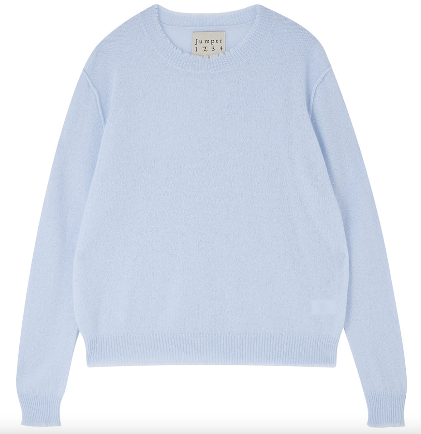 distressed cashmere crew azure pale blue