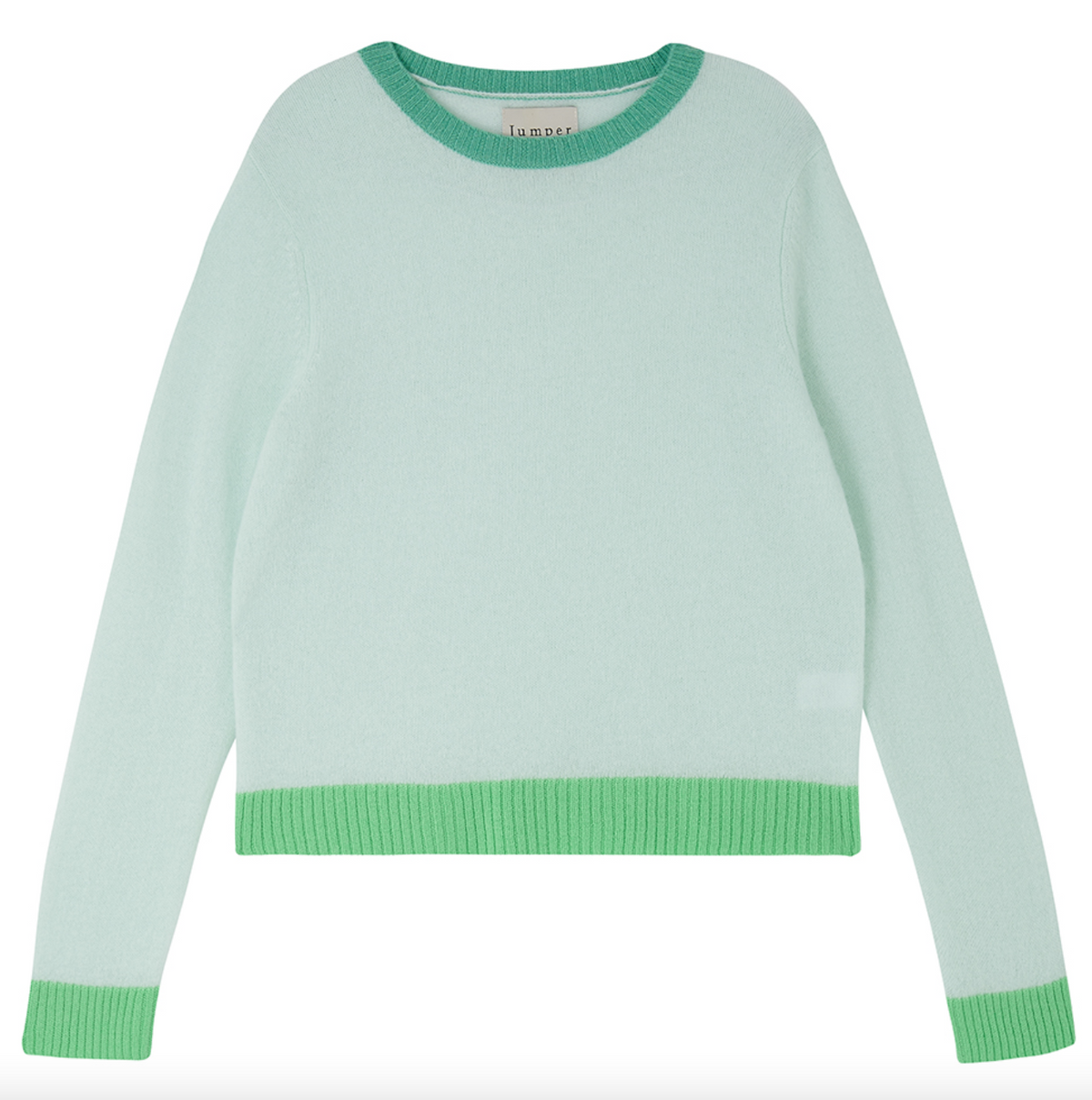 Contrast rib crew in pale green