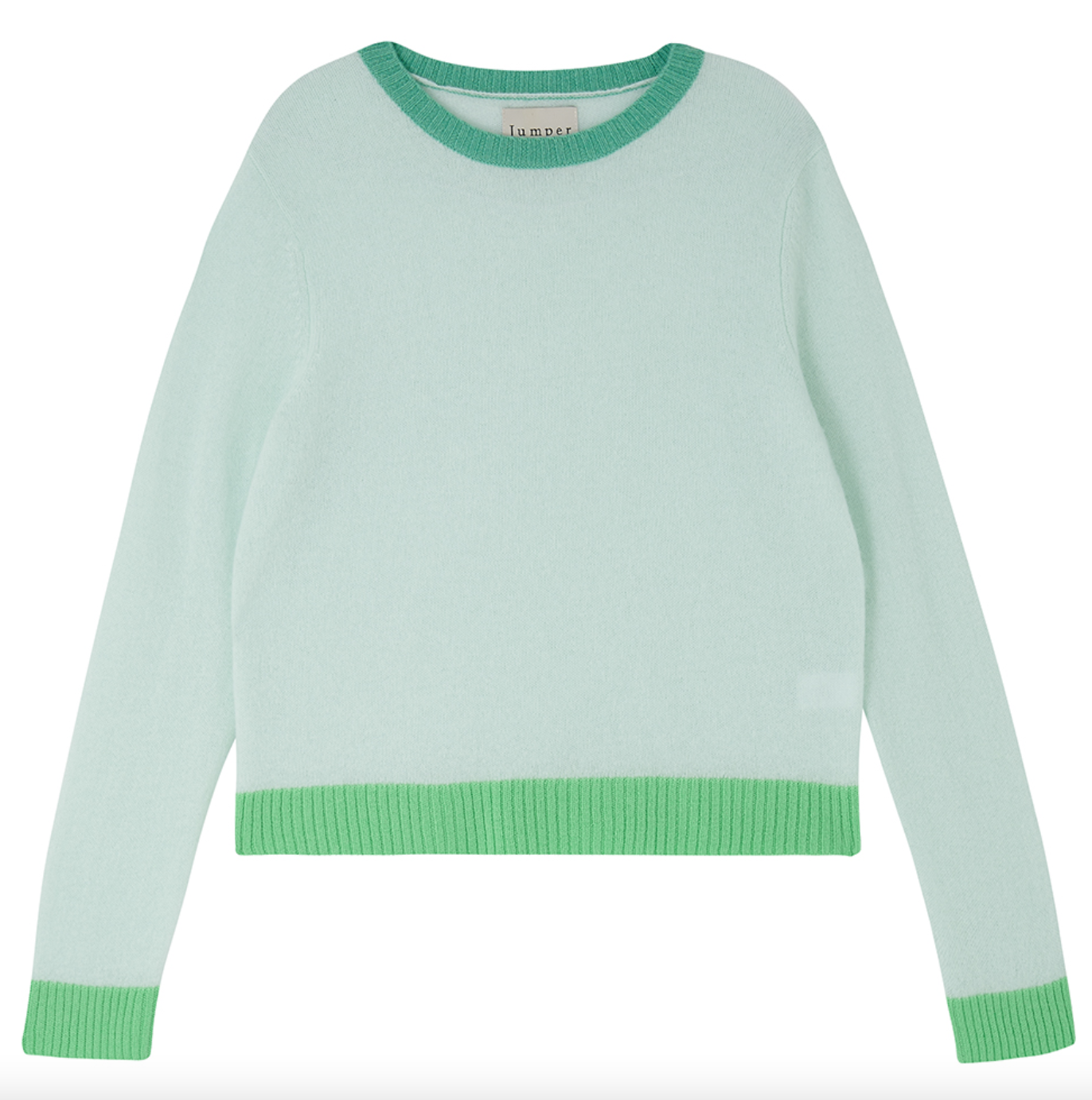 Contrast rib crew in pale green