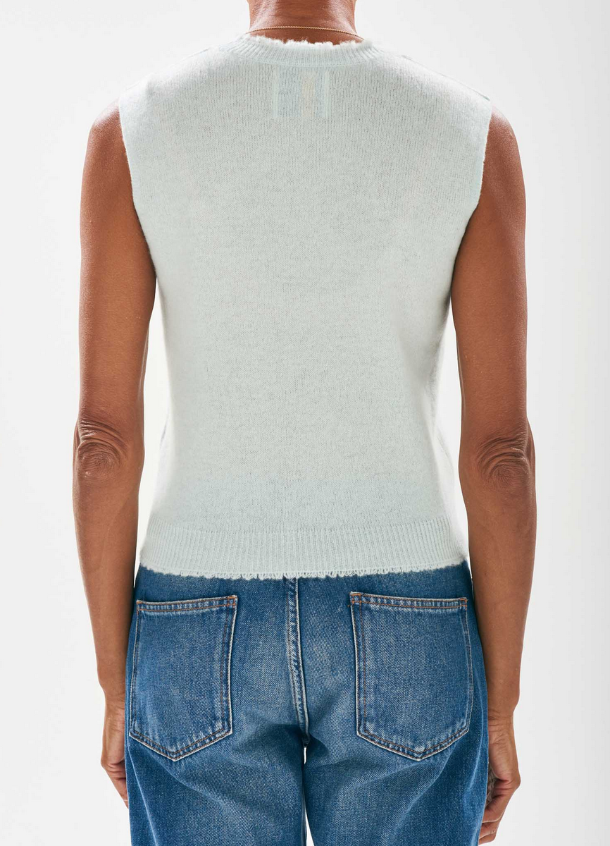 cashmere distressed tank in pale green