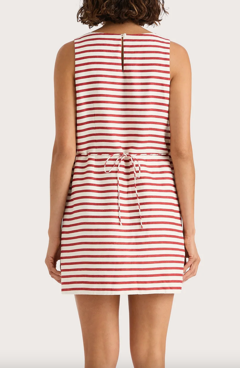 kelly mini dress breton stripe red