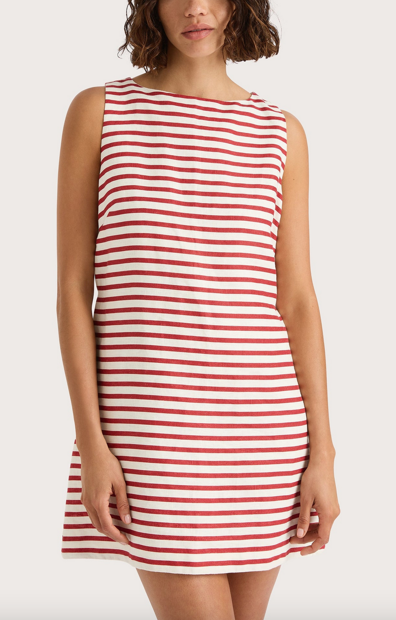 kelly mini dress breton stripe red