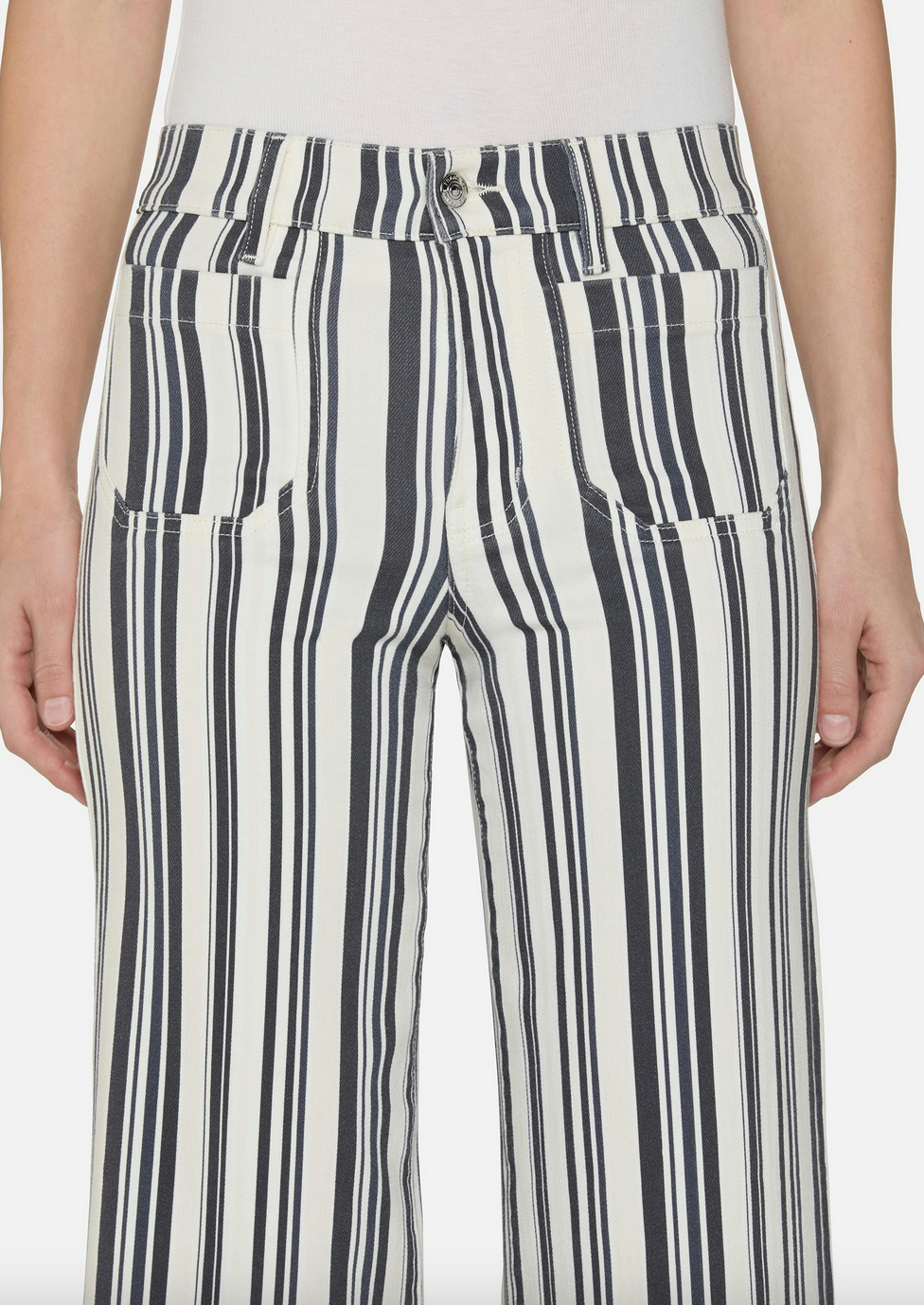 Le slim palazzo modernist pocket navy stripe