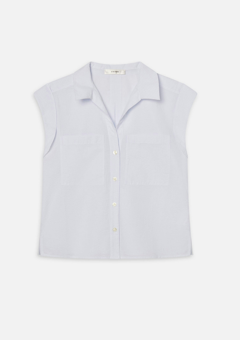 the seersucker leisure shirt in light chambray multi
