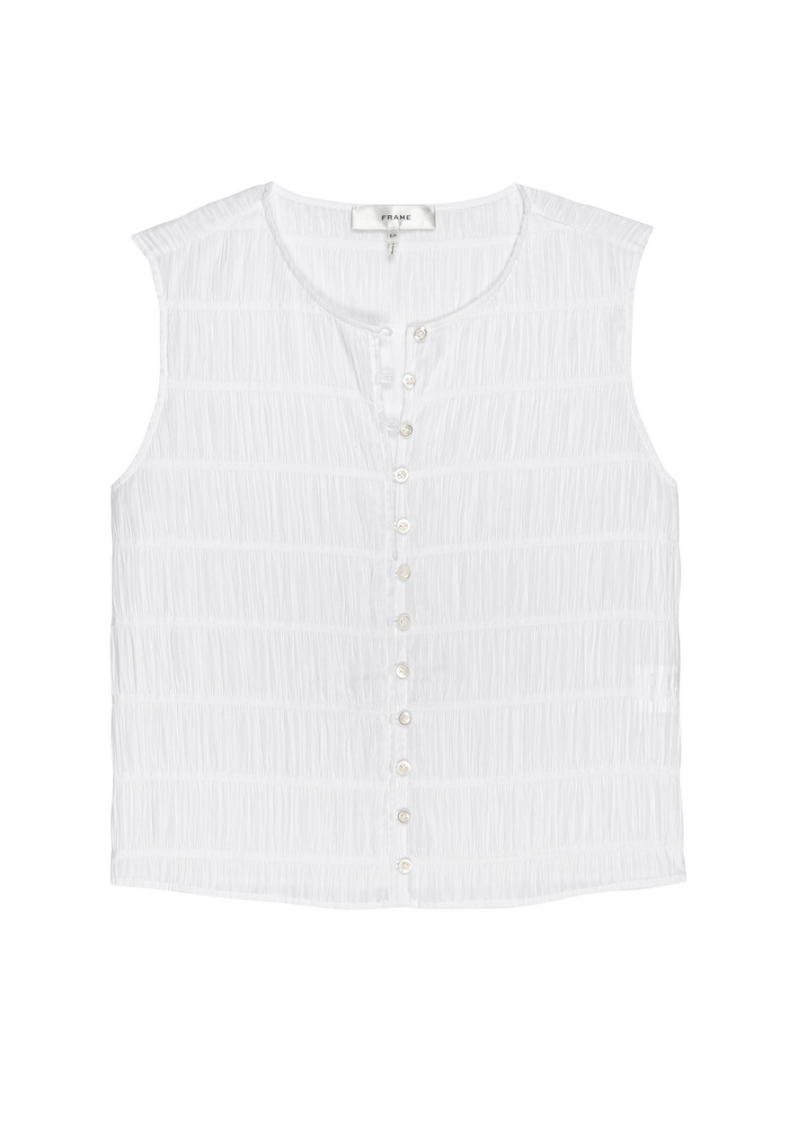 the smocked tank white