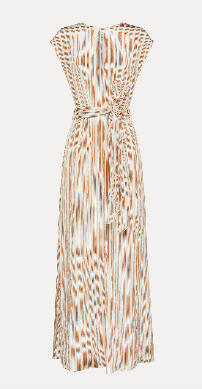 fluid viscose chic stripe belted dress terra