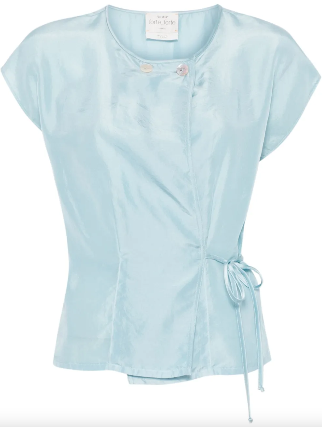 habotai silk crossed top acqua