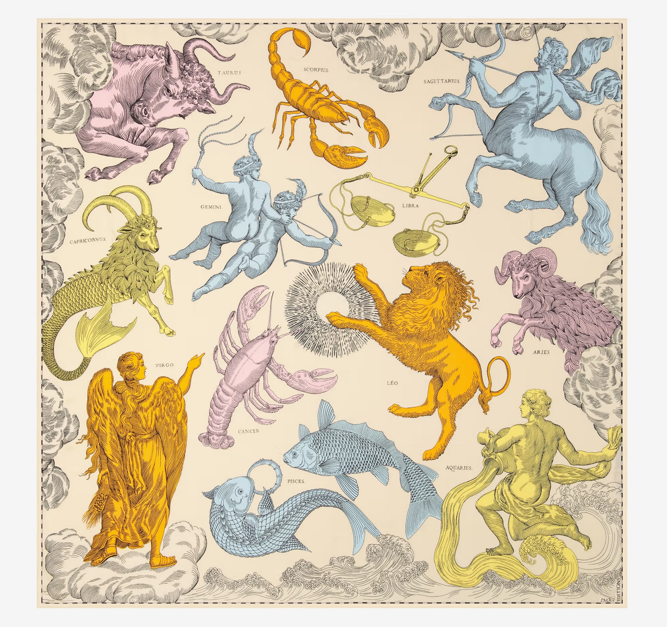 square 100 scarf astrologie multicolor