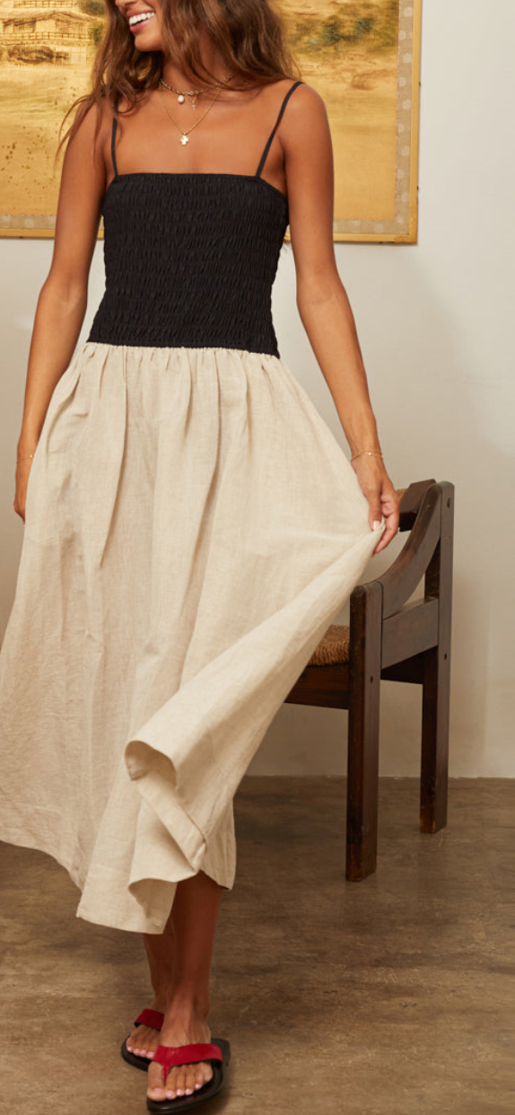 Mael oatmeal linen dress