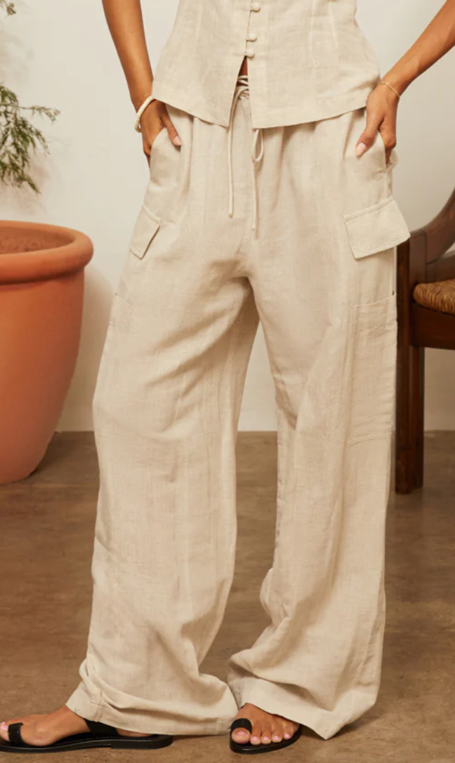 Marceau oatmeal linen pant