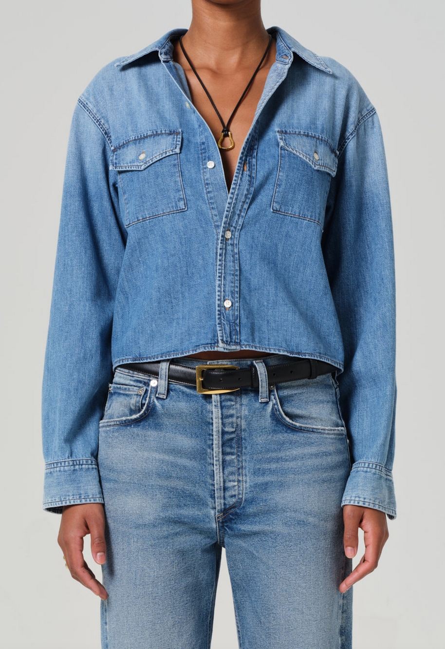 baby shay cropped shirt carolina blue