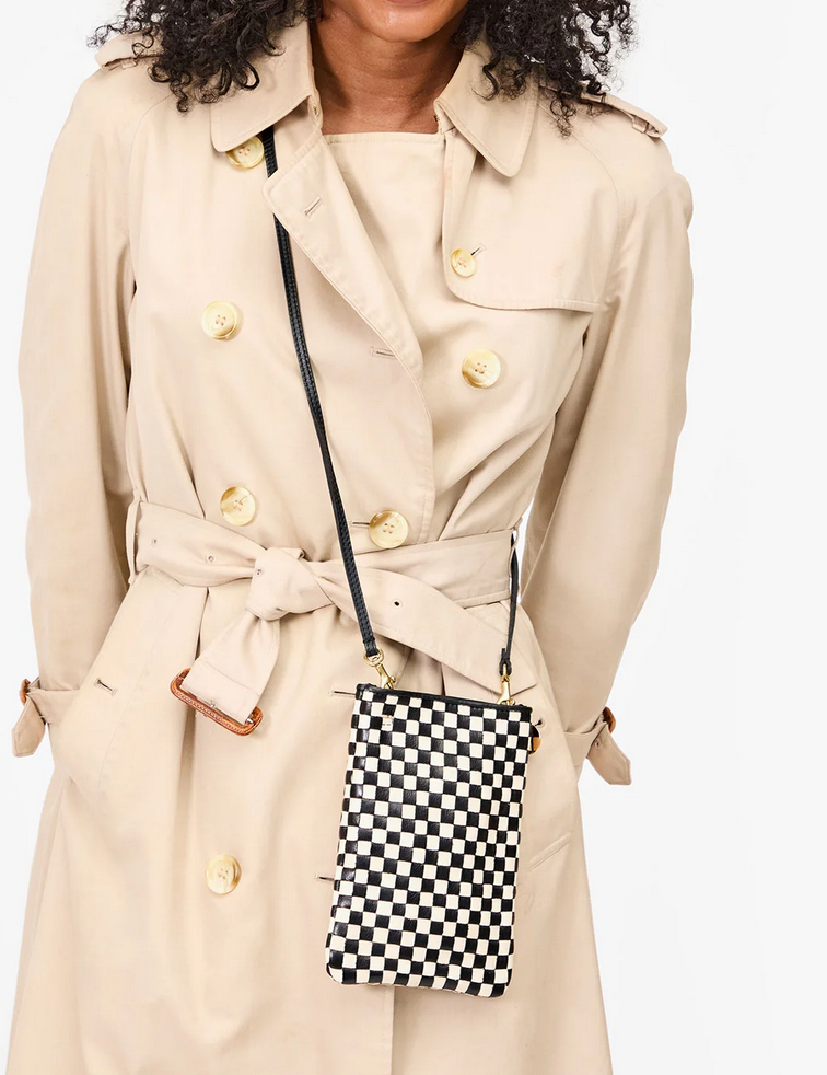 poche black and cream checker