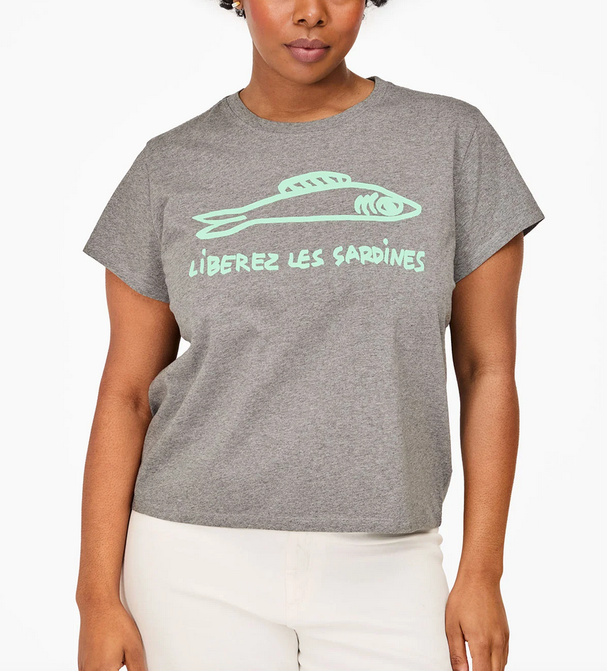 classic tee grey melange w/ mist liberez les sardines