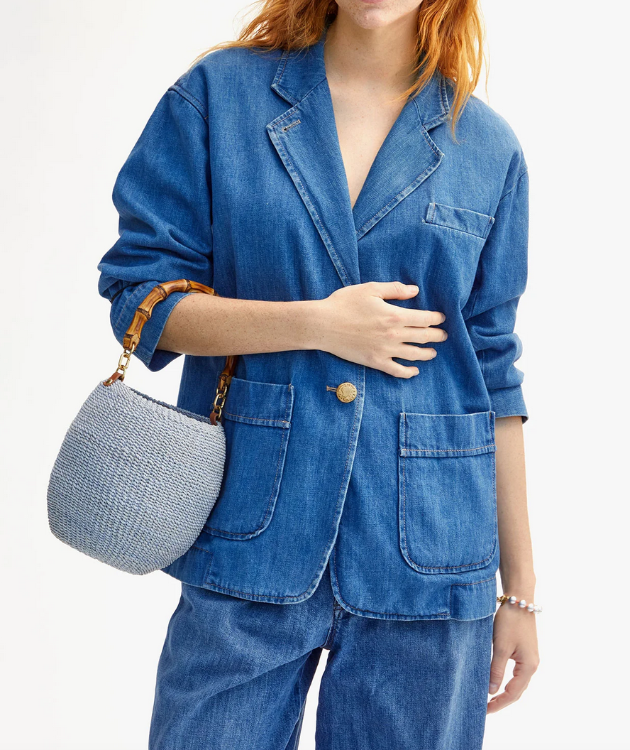 pot de miel w/ bamboo handle powder blue