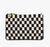 flat clutch with tabs black & cream crochet mini checker + fern resin shortie strap
