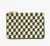 flat clutch w/ tabs olive & cream crochet mini checker with cream resin strap