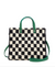 petit summer simple tote black & cream crochet mini checker