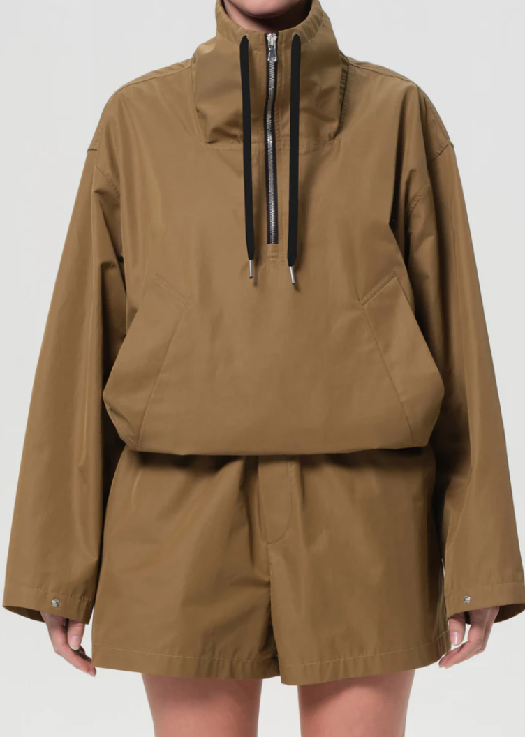 lydia nylon popover anorak in khaki