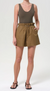lydia pull on gather short in khaki