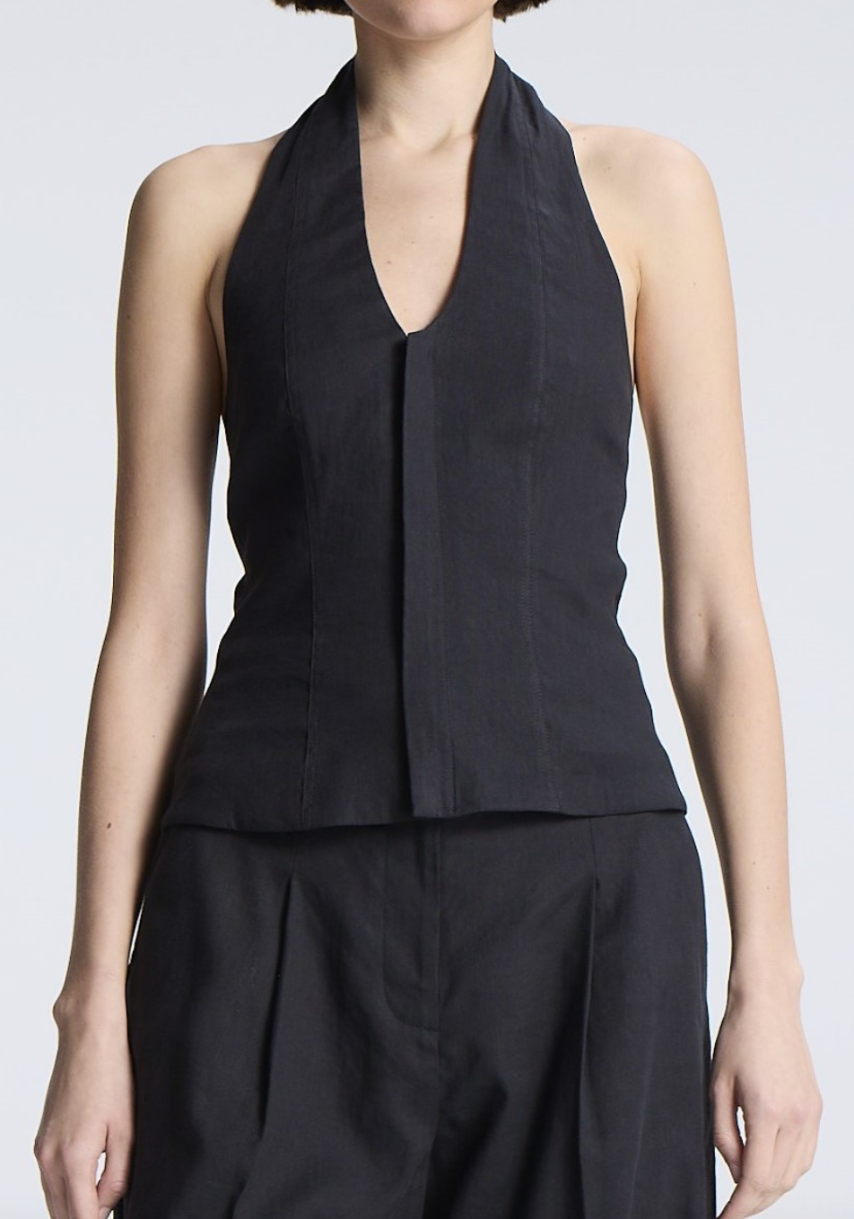 cora linen top black