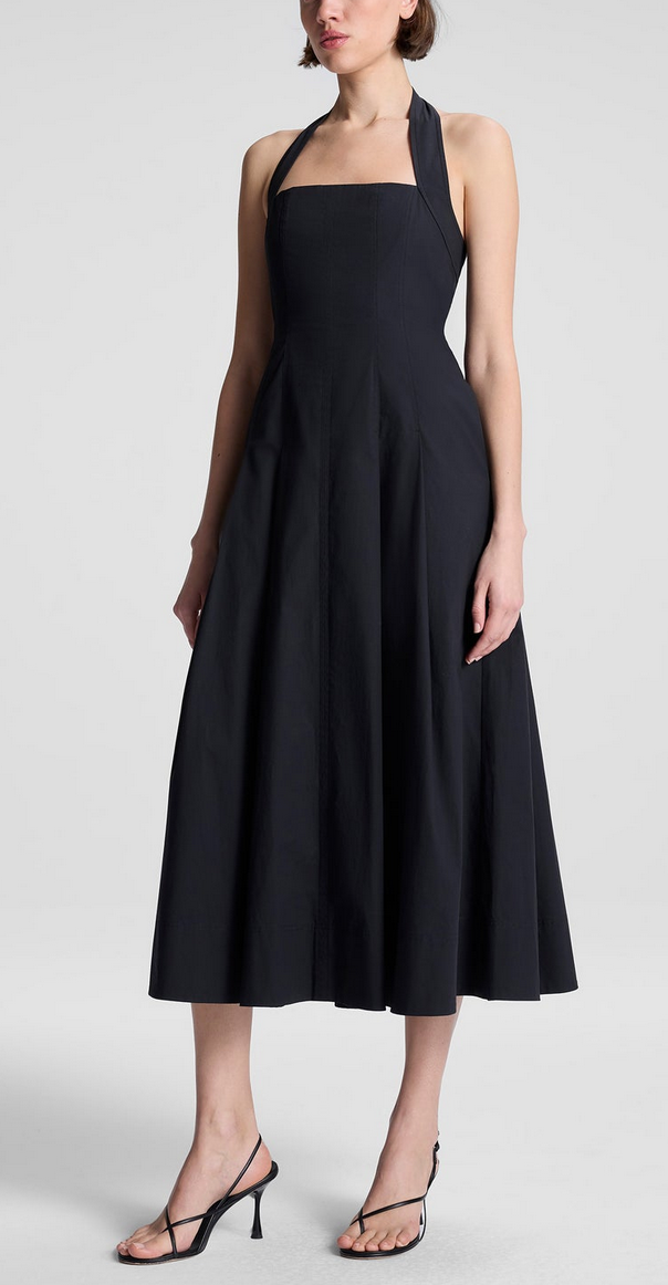 Natalie stretch cotton midi dress black