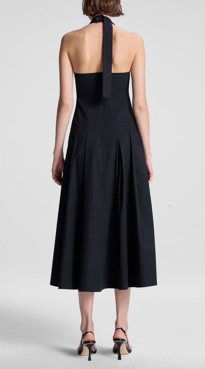 Natalie stretch cotton midi dress black