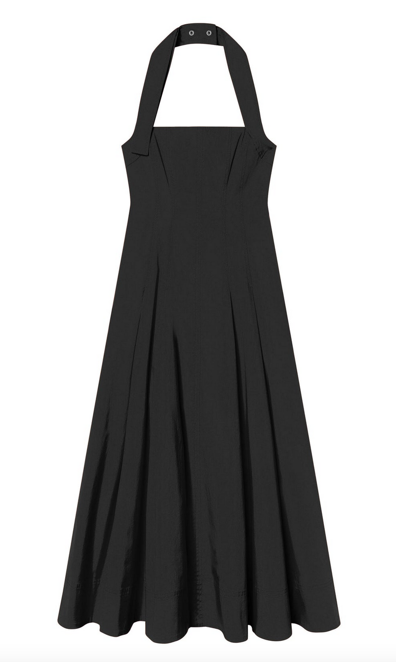 Natalie stretch cotton midi dress black