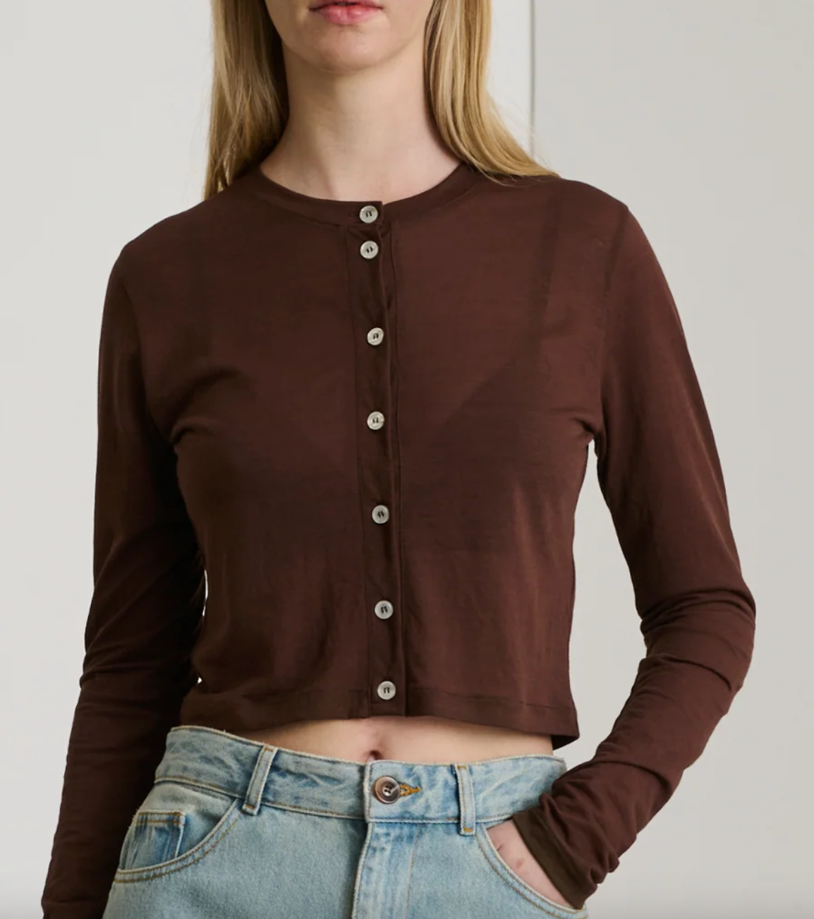Barbara cropped cardigan mahogany