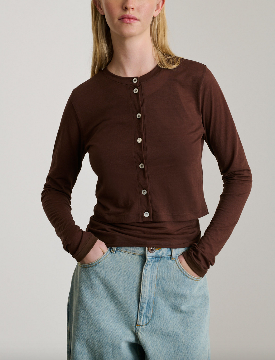 Barbara cropped cardigan mahogany