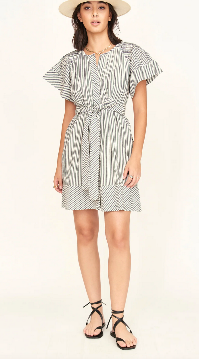 vienna pintuck dress in dune stripe