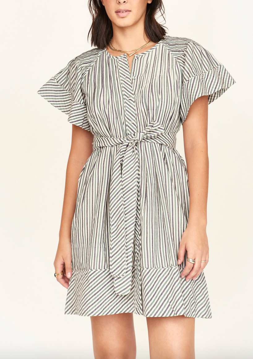 vienna pintuck dress in dune stripe