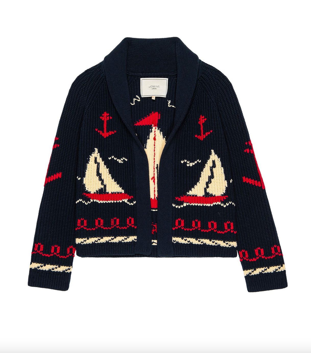 the sailboat lodge cardigan dark navy