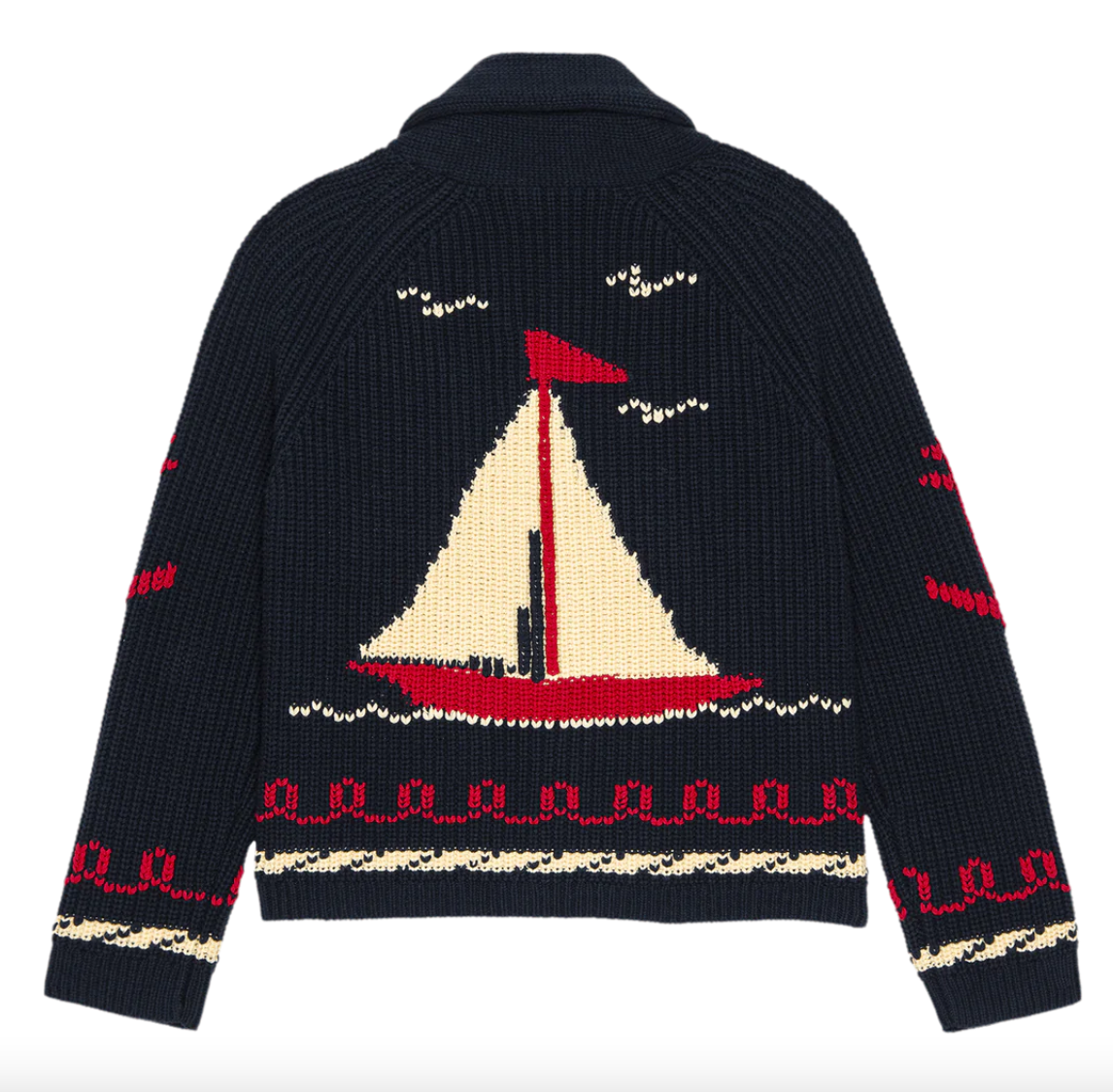 the sailboat lodge cardigan dark navy