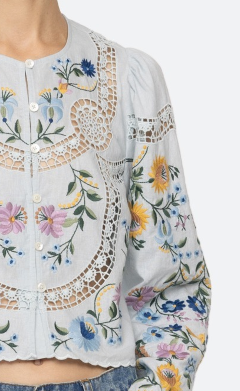 celia long sleeve top sky